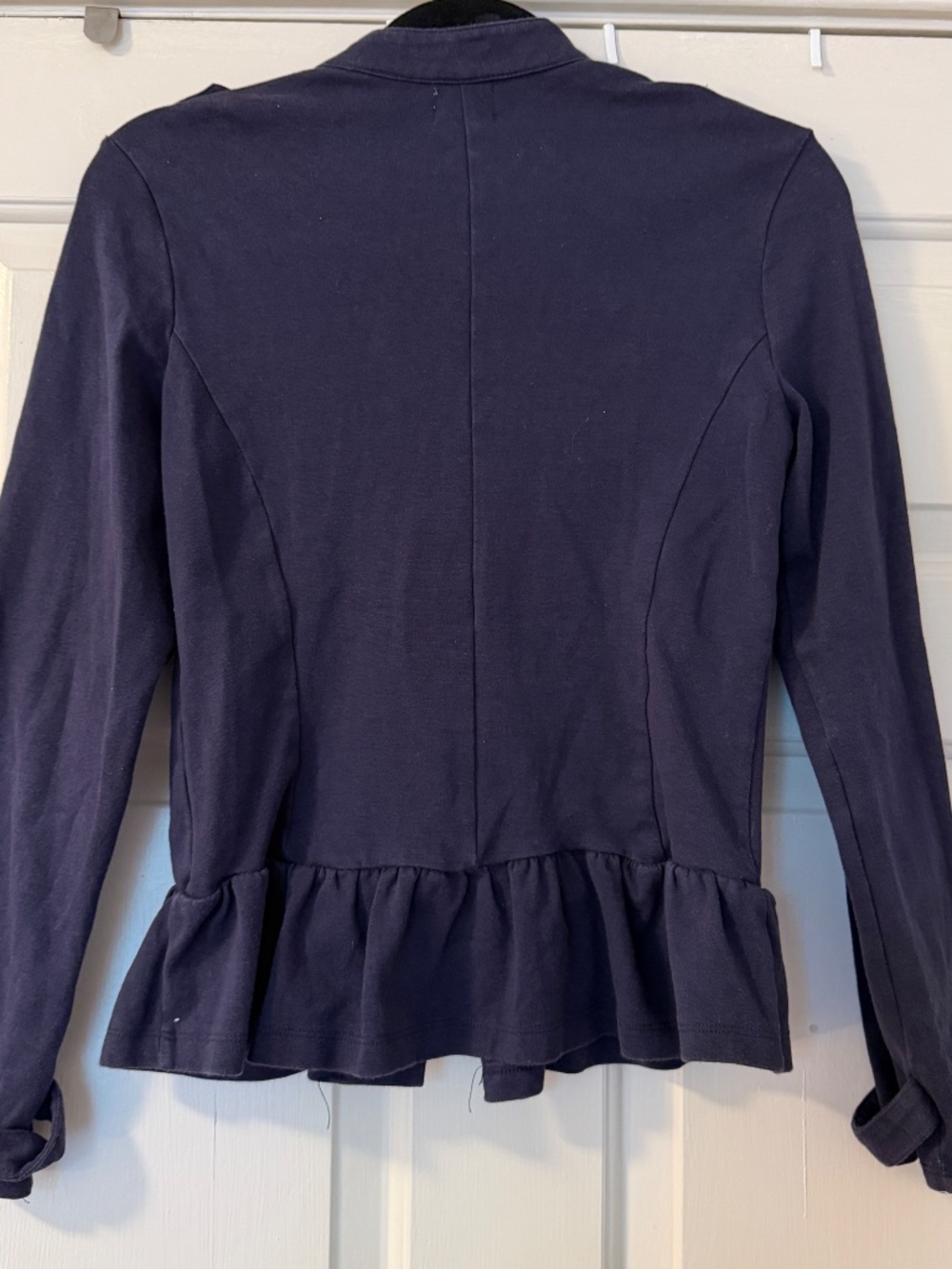 Love Rocks Military Style Peplum Jakcet Zip-Up Navy Blue Women's Medium Brass - Picture 3 of 5